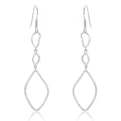 Sterling Silver CZ Large Dropdown Earrings