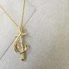 Gold CZ Treble Clef Cross Necklace Set