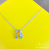 Silver CZ Cubic Zirconia Teddy Bear Necklace