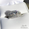 1.35 CTW Silver 3 Stone Pave Engagement Ring Set