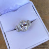 2 CTW 3 Stone Oval Cut Halo CZ Engagement Ring