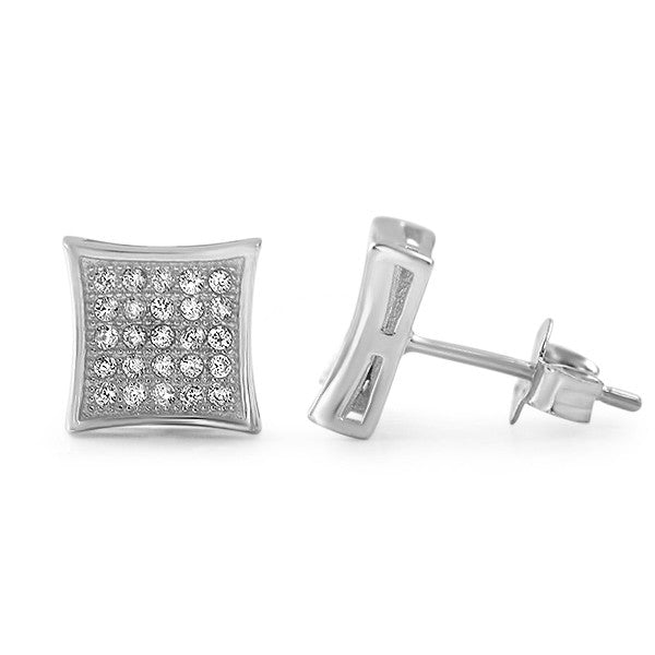 Silver CZ Micropave Kite Stud Earrings