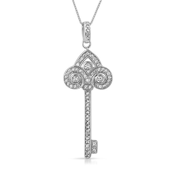 Sterling Silver Fancy Key CZ Pendant