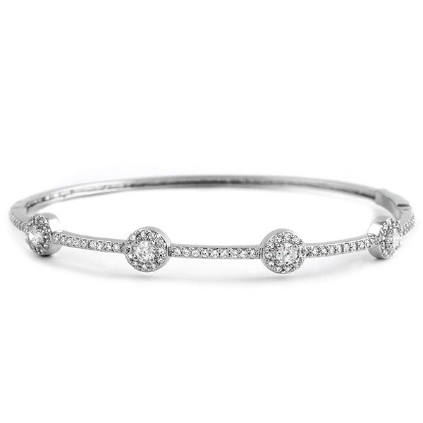 Sterling Silver Signity CZ 4 Halo Bangle