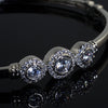 Classy 3 Halo Polished Sterling Silver Bangle