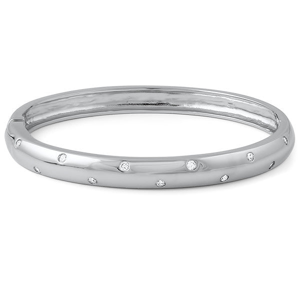 White Gold Finish CZ Flush Set Bangle