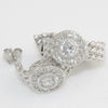 Silver Fancy Braided CZ Halo Huggie Earrings