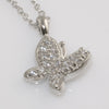 Silver CZ Small Butterfly Charm Necklace Set