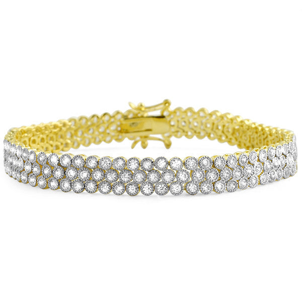 Gold Two Tone Fancy 10 Carat CZ Bracelet