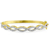 14k Gold Finish Criss Cross CZ Bangle