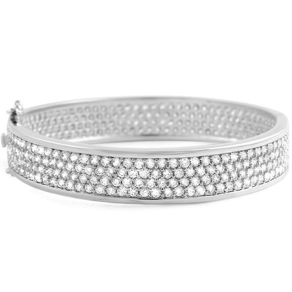 14.70 CTW  Large CZ Eternity Bangle Silver Tone