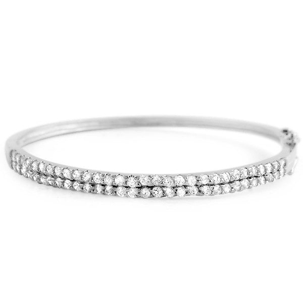 3 CTW AAA Cubic Zirconia Bangle Silver Tone