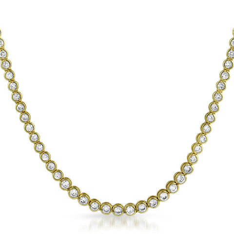 14k Gold Tone Bezel Set Graduating CZ Necklace