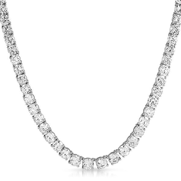 41 CTW Graduating CZ Necklace Silver Tone