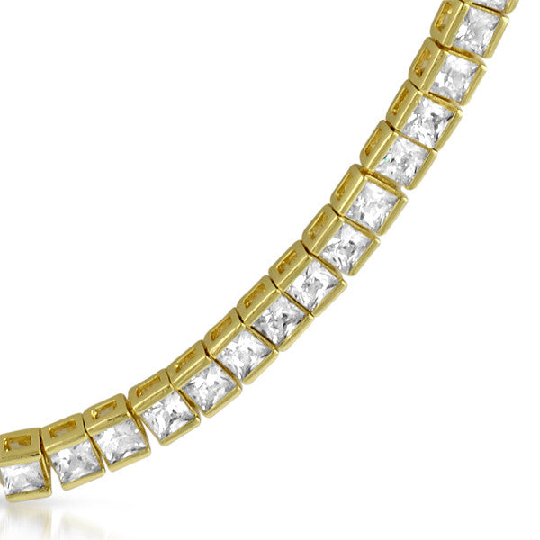 43.68 CTW Gold Tone Princess Cut CZ Necklace