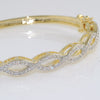 14k Gold Finish Criss Cross CZ Bangle