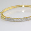 14k Gold Finish 3 Row Micropave CZ Bangle