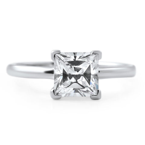 Classic 1.25 Carat Princess Cut CZ Solitaire Ring