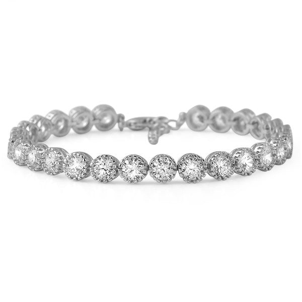 Silver Tone 13 CTW CZ Bezel Set Tennis Bracelet