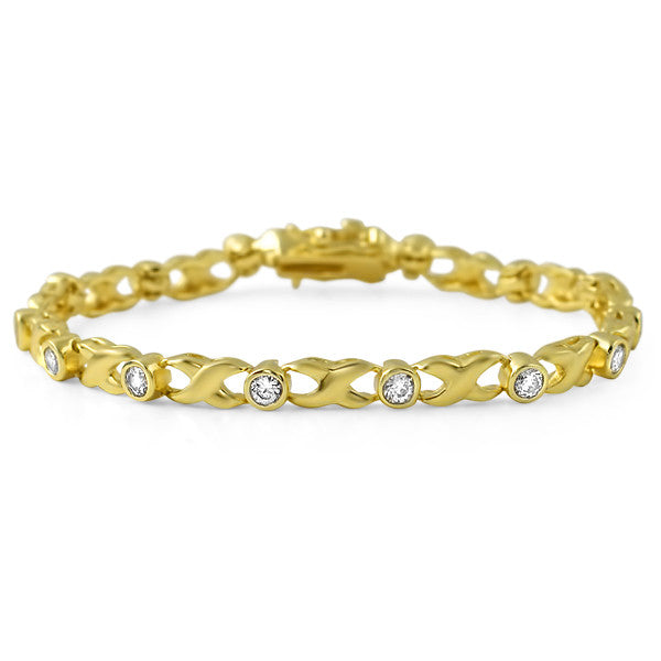 3.50 CTW Gold Tone XO Bezel Set CZ Bracelet