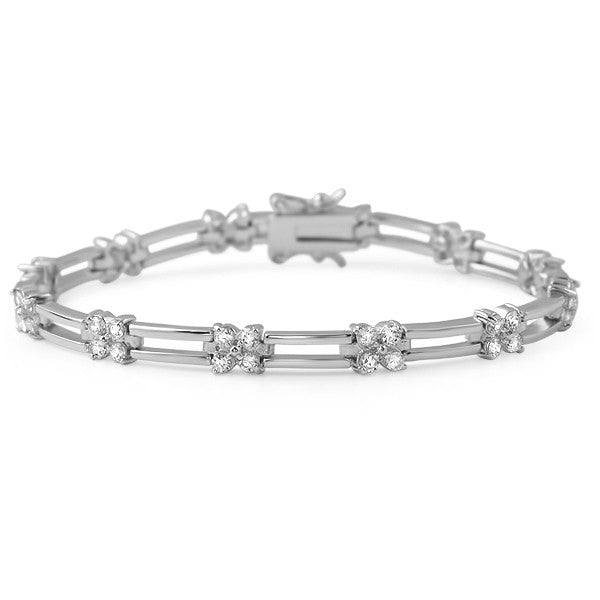 Silver Tone Cubic Zirconia Butterfly Bracelet