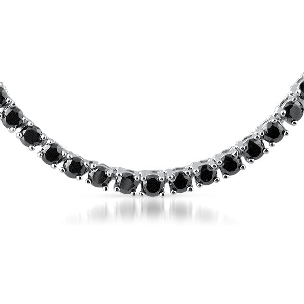 24 CTW Silver Tone Black CZ Tennis Necklace