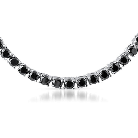 24 CTW Silver Tone Black CZ Tennis Necklace