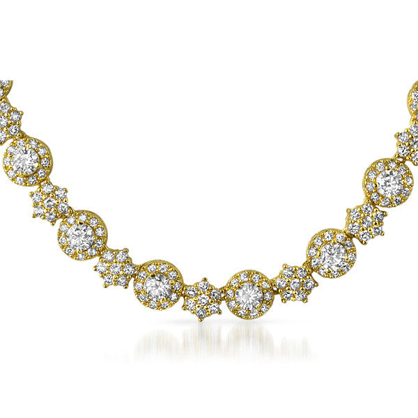 10.5 CTW Elegant Gold Tone CZ Necklace