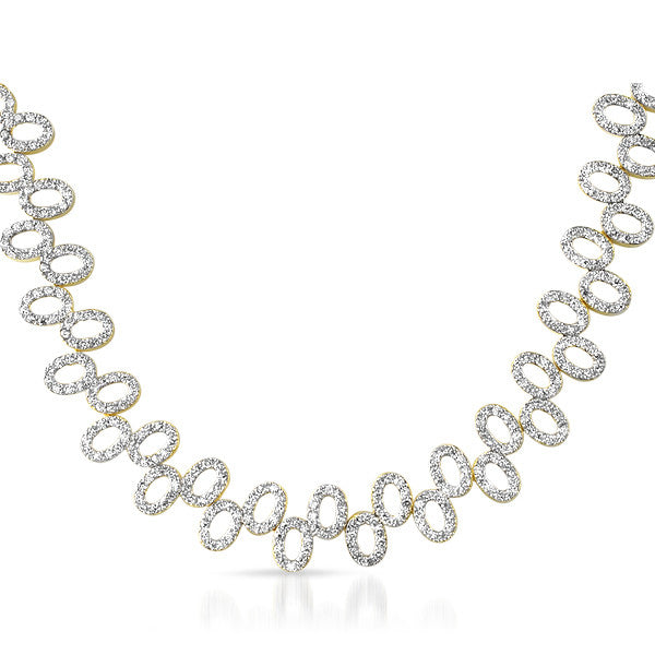 5.4 CTW Gold Tone CZ Wide Fashion Necklace