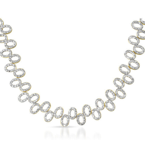 5.4 CTW Gold Tone CZ Wide Fashion Necklace