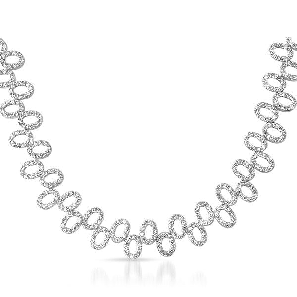 5.4 CTW Silver Tone CZ Wide Fashion Necklace