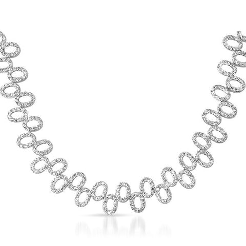 5.4 CTW Silver Tone CZ Wide Fashion Necklace