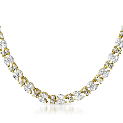 22 CTW Gold Tone Marquise Cut CZ Necklace