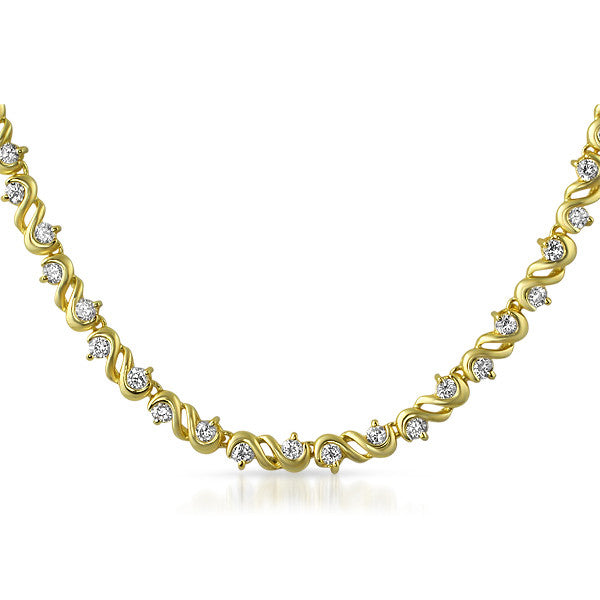 8.8 CTW Gold Tone Fancy Cubic Zirconia Necklace