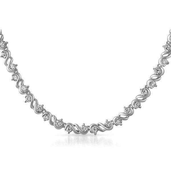 8.8 CTW Silver Tone Fancy Cubic Zirconia Necklace