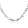 5 CTW Silver Tone Designer Flower CZ Necklace