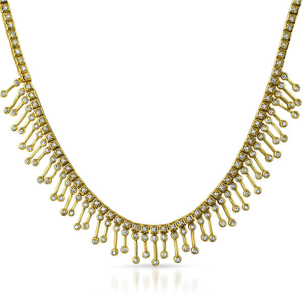 Gold Tone Fancy CZ Chandelier Necklace