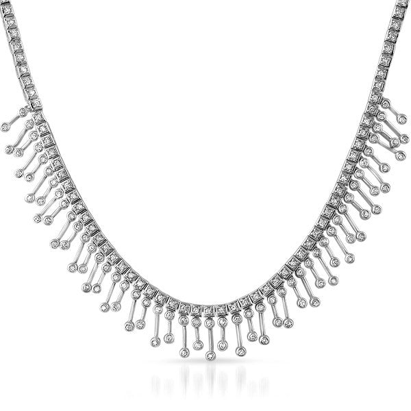 Silver Tone Fancy CZ Chandelier Necklace