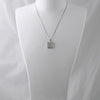 Sterling Silver Micropave CZ Square Pendant Set