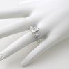 2 CTW 3 Stone Oval Cut Halo CZ Engagement Ring