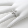 Cubic Zirconia Silver Horizontal Cross Fashion Ring