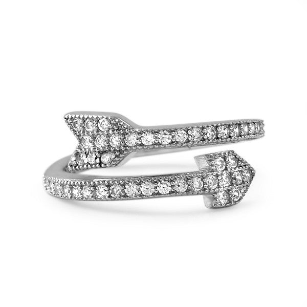 Cubic Zirconia Sterling Silver Arrow Ring