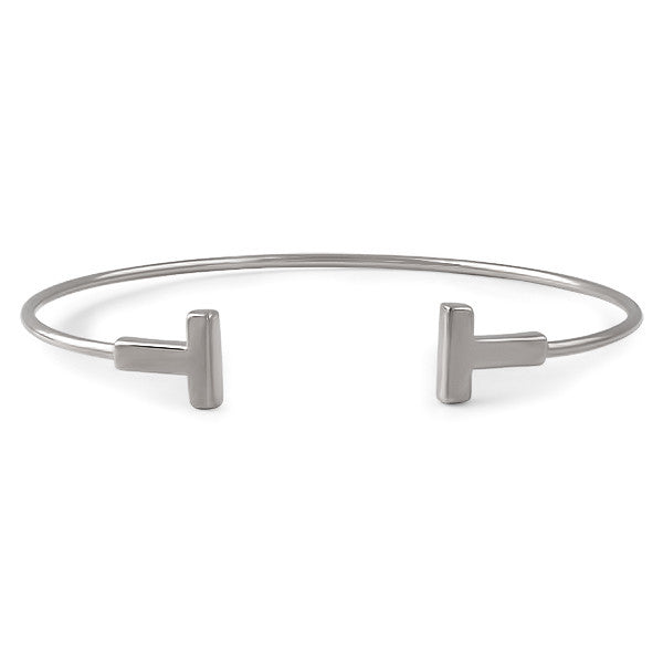 Sterling Silver Plain "T" Fashion Bangle