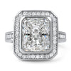 3.45 CTW Rectangular Cushion Cut Halo CZ Ring