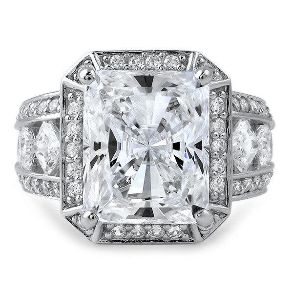 5.85 CTW Cushion CZ Halo Fancy Statement Ring