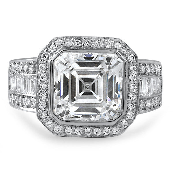 3.95 CTW Asscher Cut Halo Fancy CZ Ring