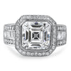 3.95 CTW Asscher Cut Halo Fancy CZ Ring