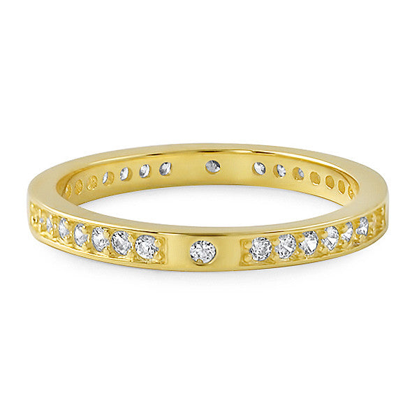 14K Gold Tone Thin CZ Fashion Band