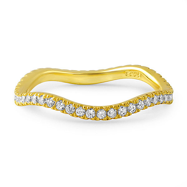 14K Gold Tone Curvy CZ Eternity Ring