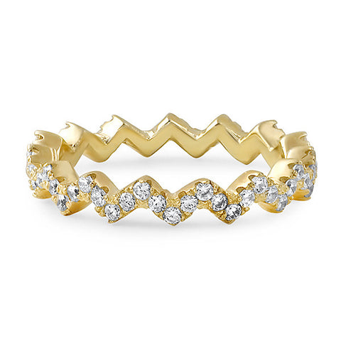 14K Gold Tone Zig Zag CZ Eternity Ring